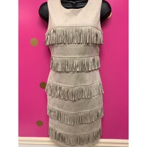 Calvin Klein Faux Suede Fringe Dress